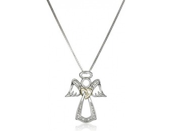 64% off Sterling Silver and 14k Angel Diamond-Accent Pendant