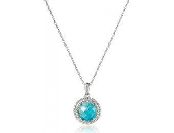 70% off Sterling Silver Turquoise and Diamond Pendant Necklace
