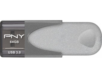 68% off PNY Turbo Plus 64GB USB 3.0 Flash Drive - Silver/black