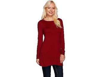 $30 off Susan Graver Rayon Nylon A-Line Tunic Sweater with Pockets