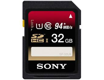 $55 off Sony 32GB SDHC Class 10 UHS-1 Memory Card, (SF32UX/TQN)