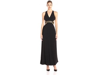 71% off Ignite Women's V-Neck Cut Out Waist Gold Trim Knit Long Gown