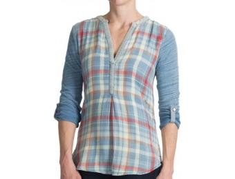 75% off Dylan Double Plaid SV-Neck, Long Sleeve Shirt For Women