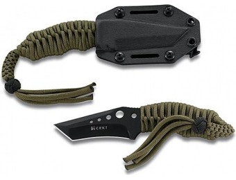 74% off Crkt Crawford Neck Black Knife with Olive Drab Cord Wrap