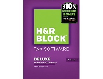 54% off H&R Block 2015 Deluxe Tax Software + Refund Bonus Offer