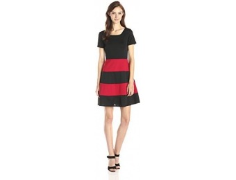 68% off Star Vixen Short Sleeve Solid Stripe Panel Skirt Ponte Dress