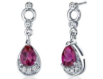$72 off Sterling Silver 1.50 Carats Ruby Dangle Earrings