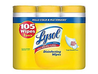 29% off Lysol Disinfecting Wipes, Lemon & Lime Blossom Scent, 3 Pack