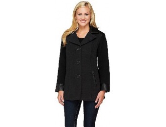 73% off Susan Graver Three Button Wool Coat w/Faux Leather