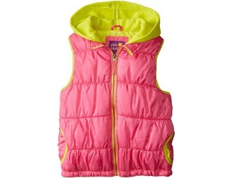 74% off Pink Platinum Girls' Puffer Vest with Hood, Pink Glo