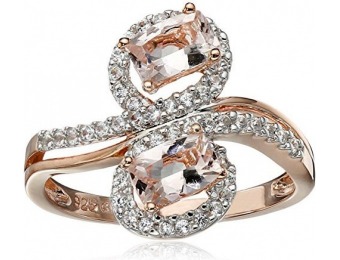 86% off 18k Rose Gold Over Sterling Silver Morganite and Sapphire Ring