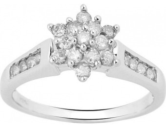 90% off 1/2 cttw Diamond Star Cluster Ring, Size 7