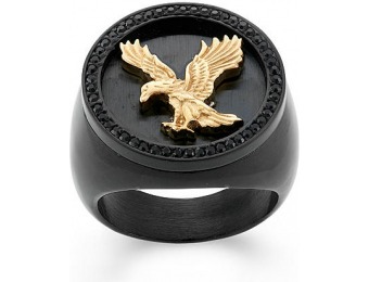 90% off Stainless Steel Black Crystal and Gold Eagle Ring