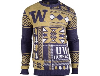 50% off Klew Men's Washington Huskies Patches Ugly Sweater