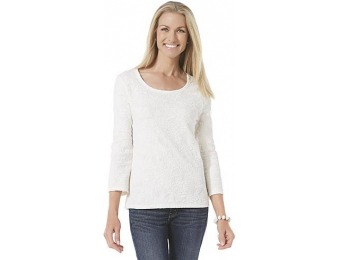 $15 off Basic Editions Women's Textured Knit Top - Rose Print