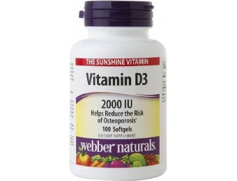 57% off Webber Naturals Vitamin D3, 2000 IU, 100 softgels