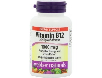 $7 off Webber Naturals Vitamin B12 1000mcg, 90 Count