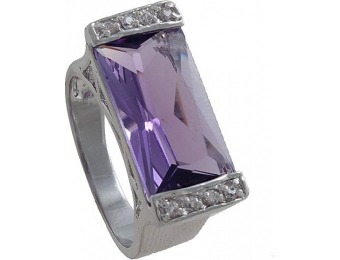 $90 off Grand Luxe Simulated Amethyst Rhodium Plated Ring
