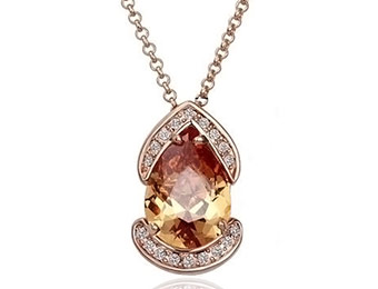 71% off 18K Rose Gold Plated Yellow Swarovski Pendant Necklace