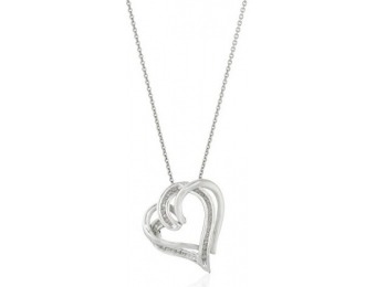 72% off Sterling Silver and Diamond Double-Heart Pendant Necklace