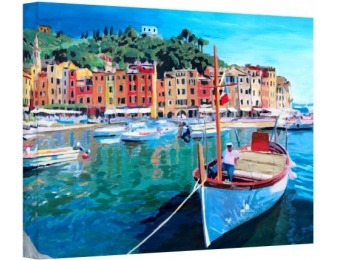 98% off Art Wall 'Tranquility of The Harbour of Portofino' Canvas