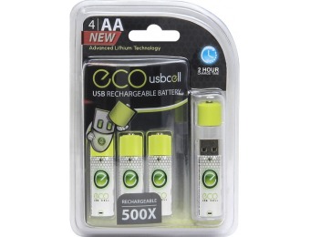 50% off Eco Cell Usb Cell Rechargeable AA Batteries 4-pack