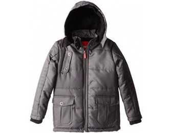 76% off IZOD Little Boys' Expedition Coat with Hood, Charcoal/Black