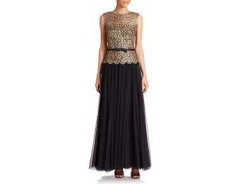 72% off Tadashi Shoji Belted Lace-Top Gown