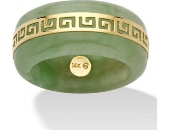 55% off Genuine Green Jade 14k Yellow Gold "Greek Key" Ring