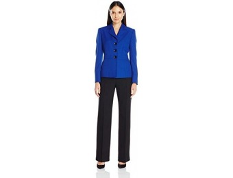 70% off Le Suit Women's 3 Button Notch Lapel Pant Suit, Royal/Black