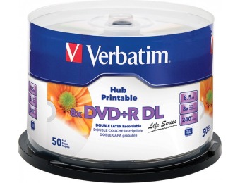 $25 off Verbatim Inkjet Hub 8x DVD+R DL Disks (50-Pack)