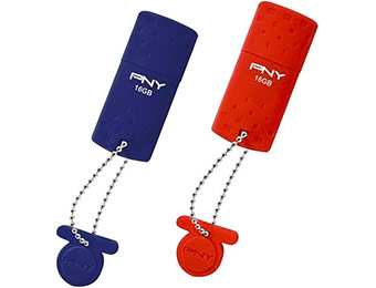 33% off PNY Rugged 16GB USB 2.0 Flash Drive (blue or red)