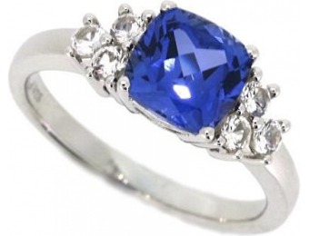 85% off Sterling Silver Created Ceylon and Sapphire Ring
