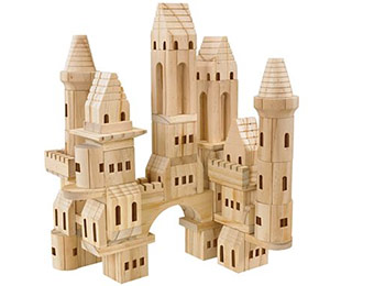TreeHaus Wood Castle Blocks Building Set for only $14 shipped