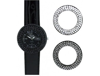96% off Xclusive Ladies' Black Strap Watch with Interchangeable Bezels