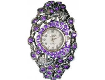 91% off Silver Plated Round Bangle with Purple Stones Watch
