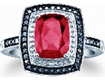 90% off Sterling Silver Lab Created Ruby With Diamond Ring