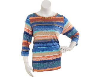 62% off Womens Ruby Rd. On The Fringe Striped Top