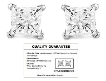 $820 off 1/2 CTTW Diamond 14K White Gold Stud Earrings