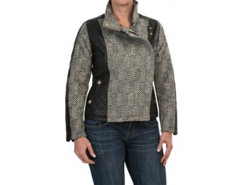 73% off KC Collections Mixed-Media Herringbone Women's Moto Jacket