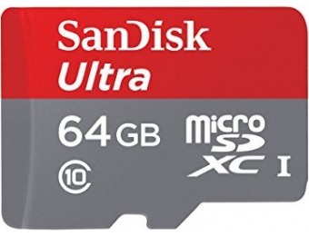 73% off SanDisk Ultra 64GB microSDXC UHS-I Card with Adapter
