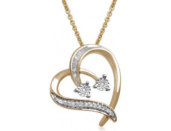 70% off Gold over Sterling Silver Diamond Duo Heart Pendant