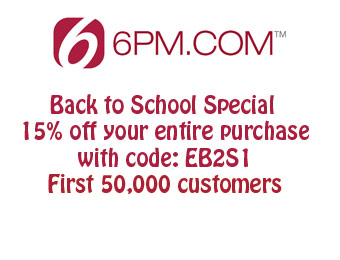 Extra 15% off Entire Purchase at 6pm.com w/code: EB2S1
