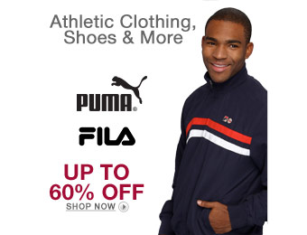 Up to 60% off Puma & Fila Athletic Clothing, Shoes & Apparel