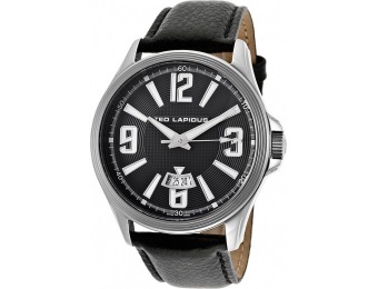 92% off Ted Lapidus Men's Black Textured Genuine Leather Watch