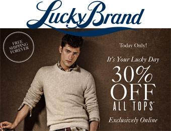 30% off All Men's & Women's Tops at Lucky Brand