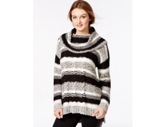 82% off kensie Striped Cable-Knit Pullover Sweater
