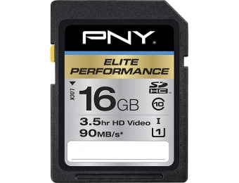 70% off PNY Pro Elite 16GB SDHC Class 10 Uhs-1 Memory Card