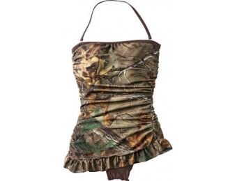 90% off Realtree Women's Shirred Bandeau OnePiece Swimsuit