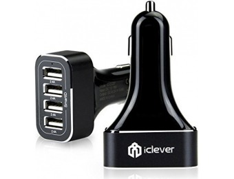 89% off iClever BoostDrive 48W 9.6A 4-Port USB Port Car Charger